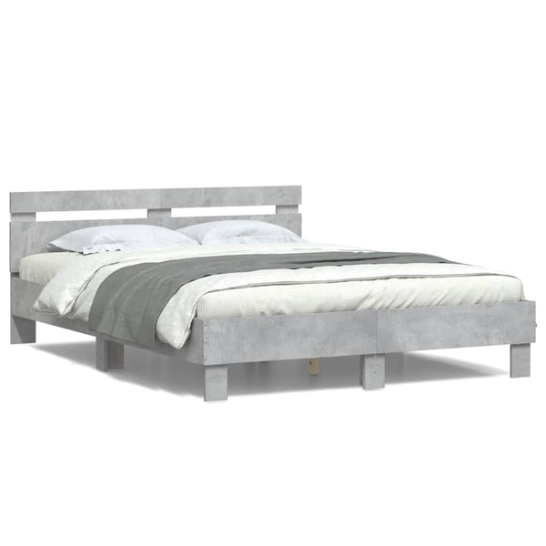 Bettgestell mit LED Betongrau 140x200 cm