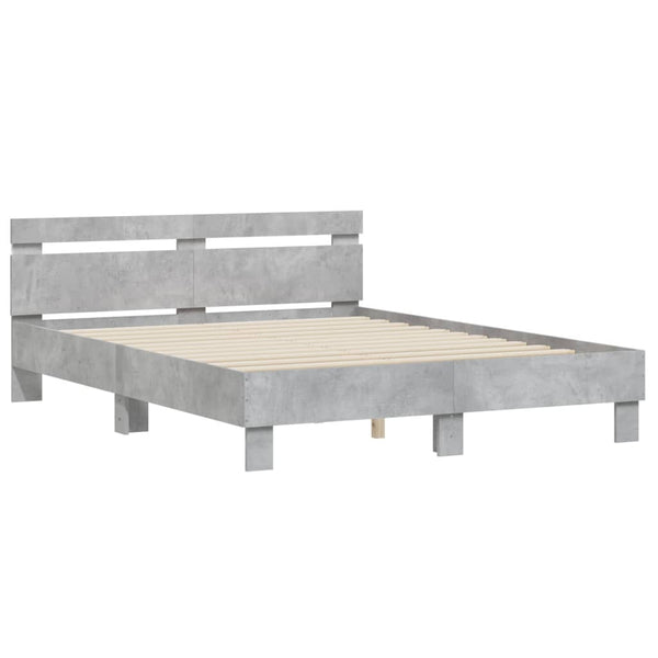 Bettgestell mit LED Betongrau 140x200 cm