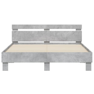 Bettgestell mit LED Betongrau 140x200 cm
