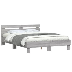 Bettgestell 140x200 mit LED Grau Sonoma