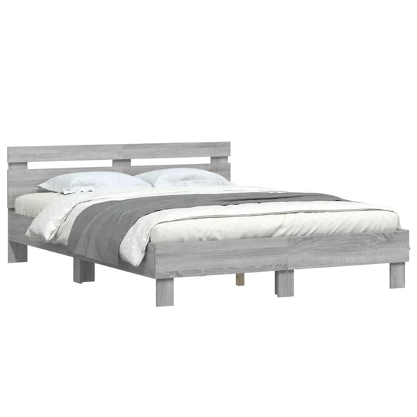 Bettgestell 140x200 mit LED Grau Sonoma