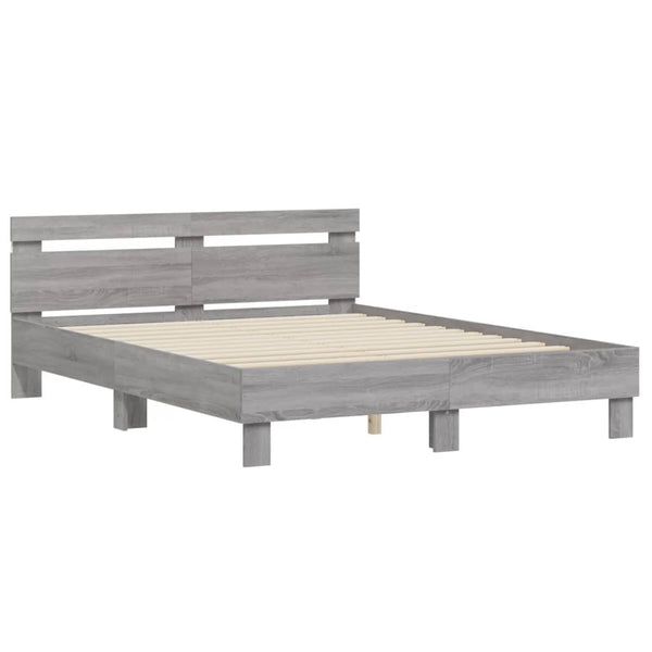 Bettgestell 140x200 mit LED Grau Sonoma