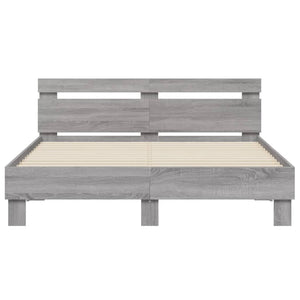 Bettgestell 140x200 mit LED Grau Sonoma