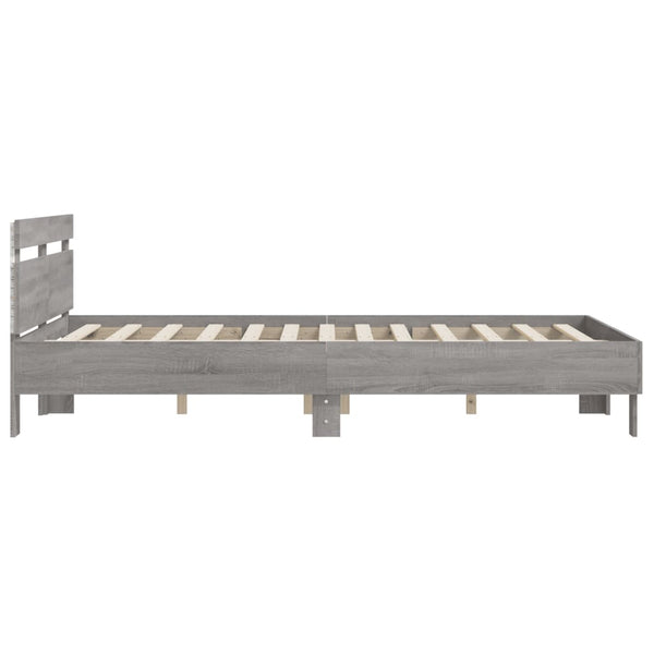 Bettgestell 140x200 mit LED Grau Sonoma