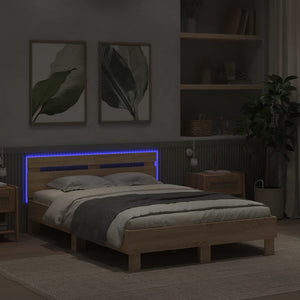 Bettgestell 120x200cm mit LED Sonoma-Eiche