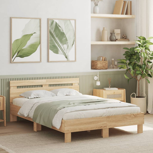 Bettgestell 120x200cm mit LED Sonoma-Eiche