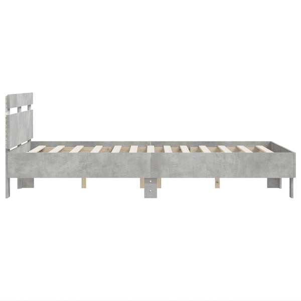 Bettgestell mit LED Betongrau 120x200 cm