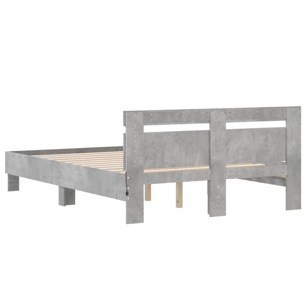 Bettgestell mit LED Betongrau 120x200 cm