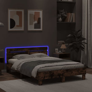 Bettgestell 120x200cm mit LED Räuchereiche