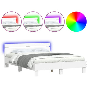 Bettgestell Weiß mit LED 140x190 cm