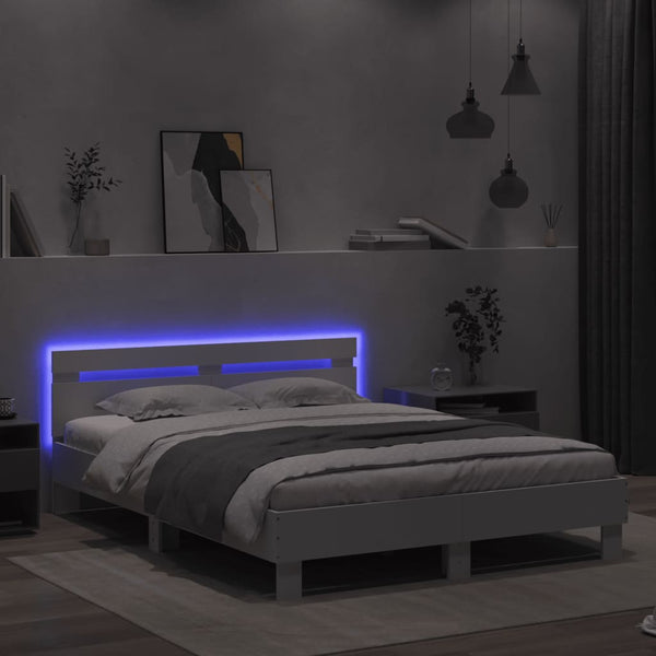 Bettgestell Weiß mit LED 140x190 cm