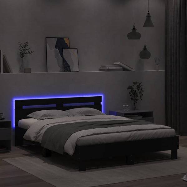 Bettgestell Schwarz mit LED 140x190 cm
