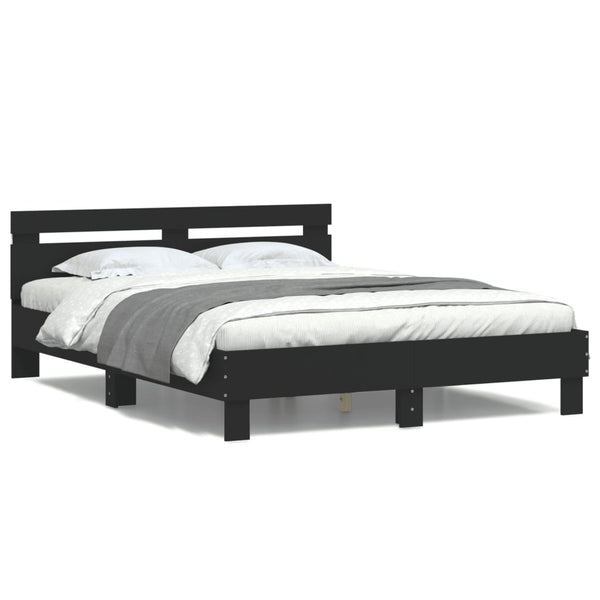 Bettgestell Schwarz mit LED 140x190 cm