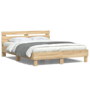 Bettgestell 140x190cm mit LED Sonoma-Eiche
