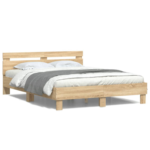 Bettgestell 140x190cm mit LED Sonoma-Eiche
