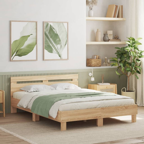 Bettgestell 140x190cm mit LED Sonoma-Eiche
