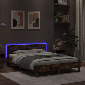 Bettgestell 140x190cm mit LED Räuchereiche