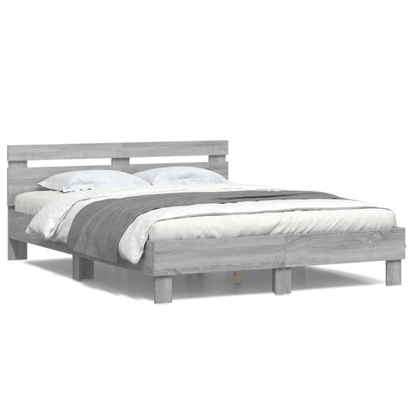 Bettgestell 140x190 cm mit LED Grau