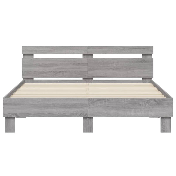 Bettgestell 140x190 cm mit LED Grau