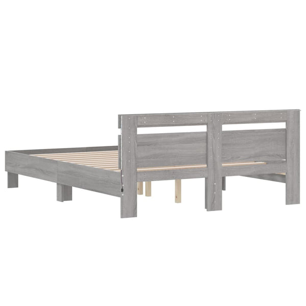 Bettgestell 140x190 cm mit LED Grau