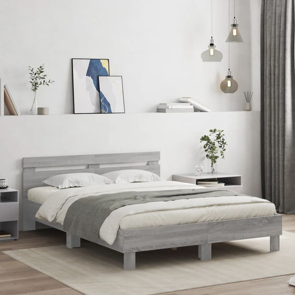 Bettgestell 140x190 cm mit LED Grau