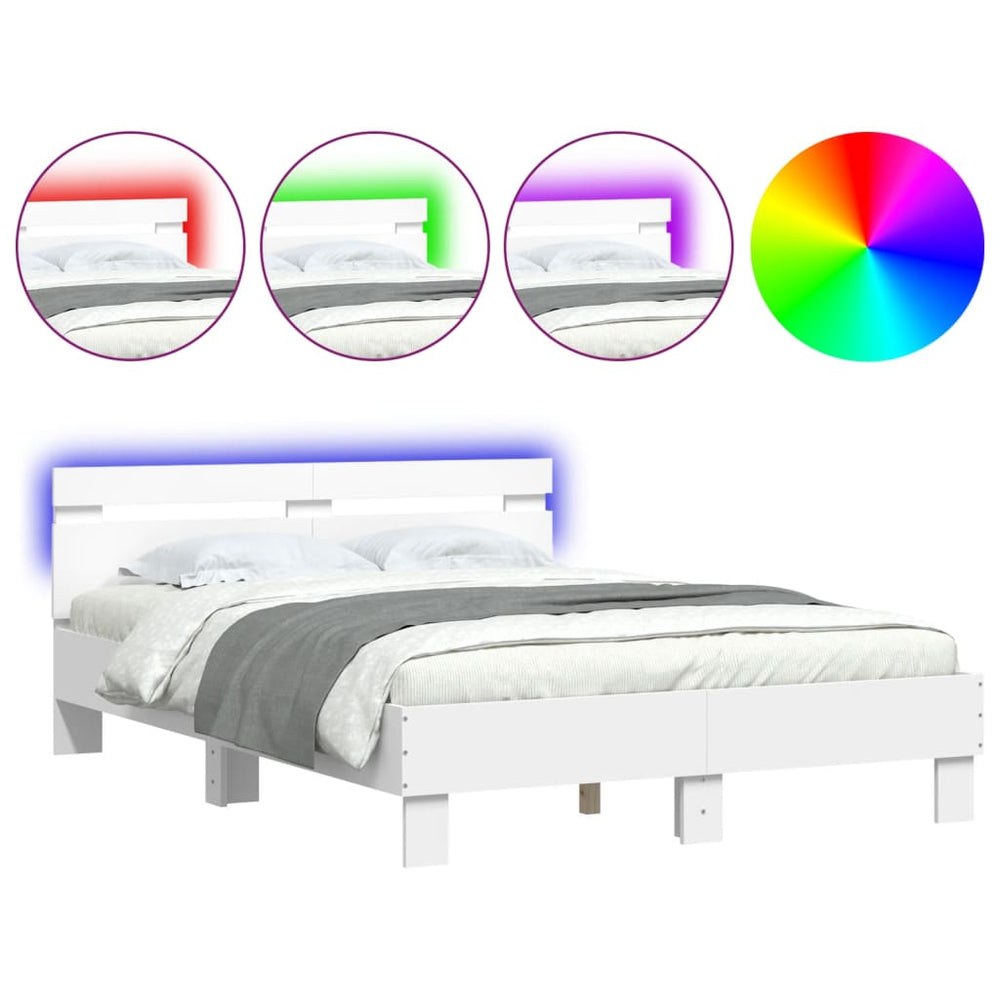 Bettgestell Weiß LED 135x190 cm