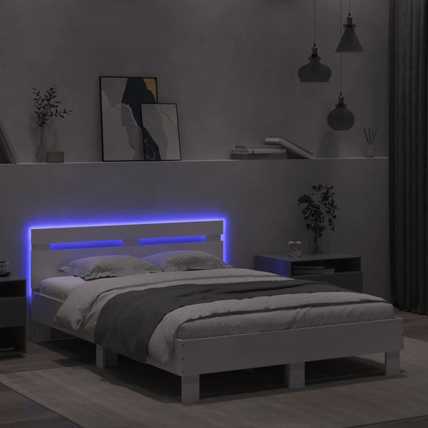 Bettgestell Weiß LED 135x190 cm