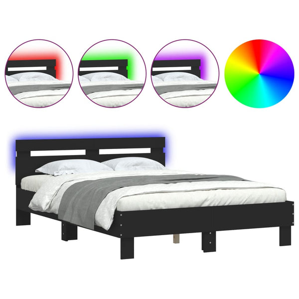 Bettgestell Schwarz 135x190 cm mit LED