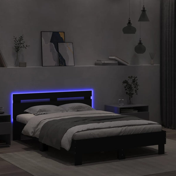 Bettgestell Schwarz 135x190 cm mit LED