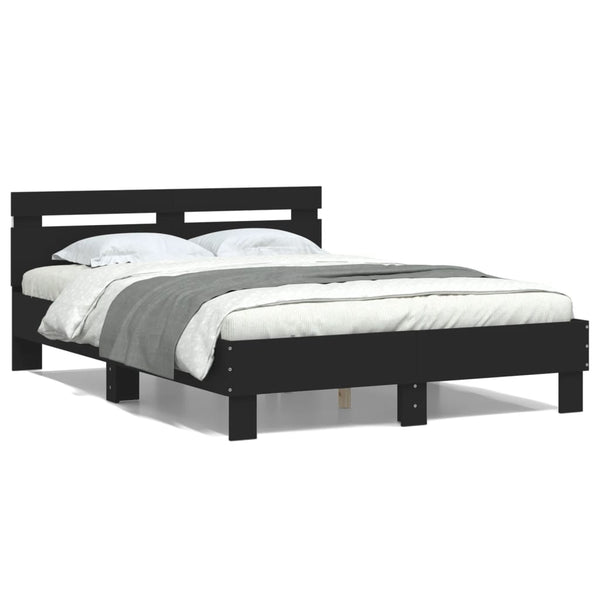 Bettgestell Schwarz 135x190 cm mit LED