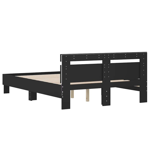 Bettgestell Schwarz 135x190 cm mit LED