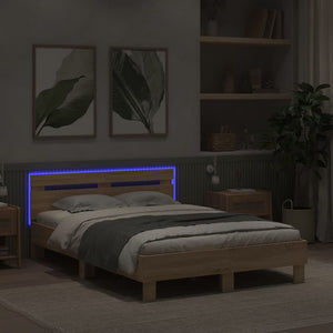 Bettgestell 135x190cm mit LED Sonoma-Eiche