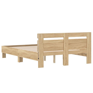 Bettgestell 135x190cm mit LED Sonoma-Eiche