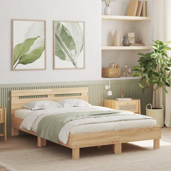 Bettgestell 135x190cm mit LED Sonoma-Eiche