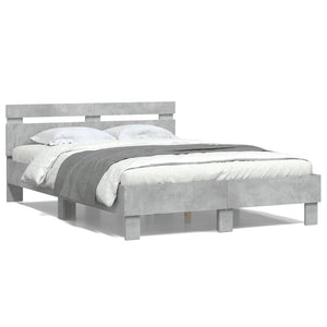 Bettgestell 135x190 cm mit LED Betongrau