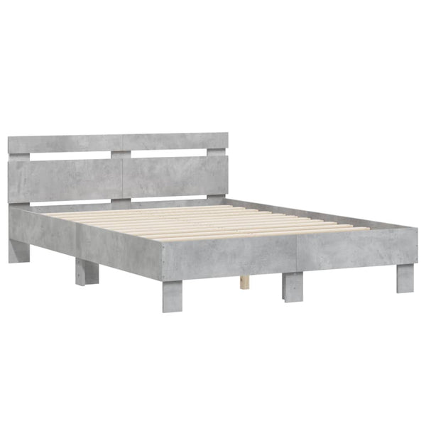 Bettgestell 135x190 cm mit LED Betongrau