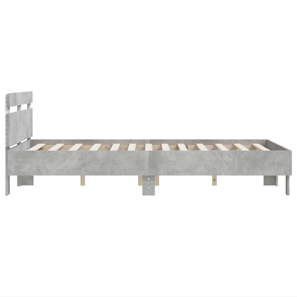 Bettgestell 135x190 cm mit LED Betongrau
