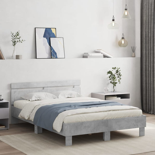 Bettgestell 135x190 cm mit LED Betongrau