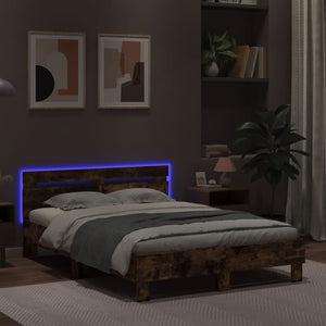 Bettgestell Räuchereiche mit LED 135x190 cm