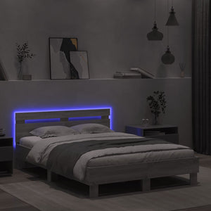 Bettgestell Grau Sonoma mit LED 135x190 cm