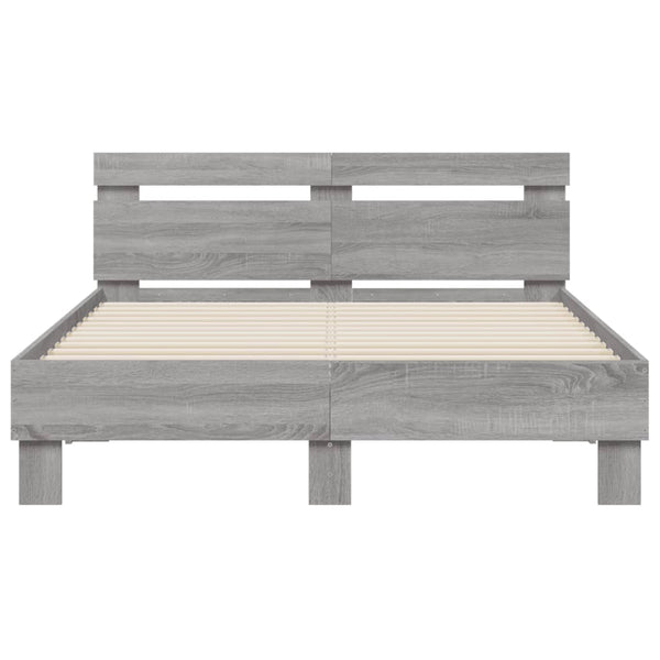 Bettgestell Grau Sonoma mit LED 135x190 cm