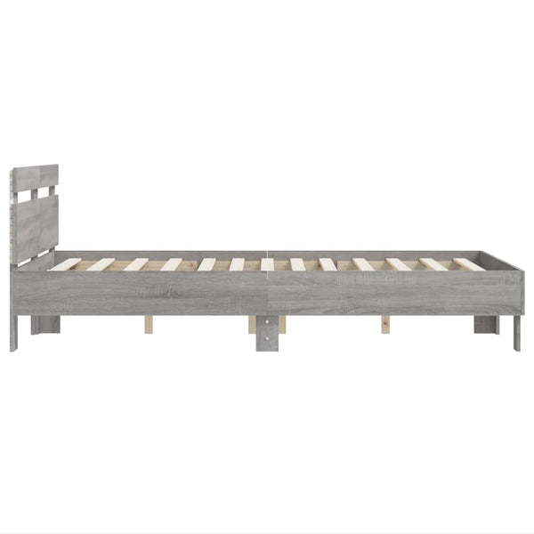Bettgestell Grau Sonoma mit LED 135x190 cm