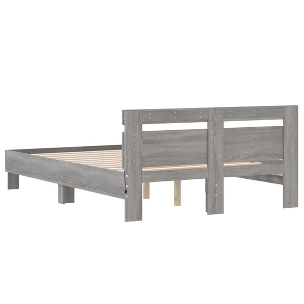 Bettgestell Grau Sonoma mit LED 135x190 cm