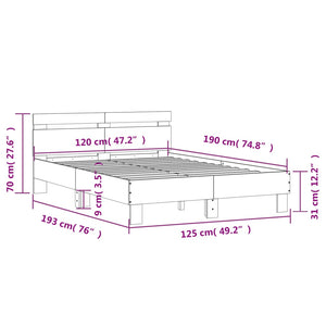 Bettgestell Weiß LED 120x190 cm