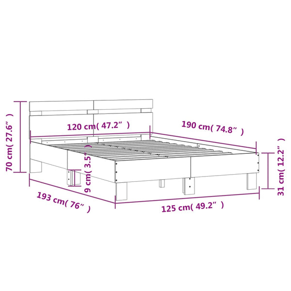 Bettgestell Weiß LED 120x190 cm
