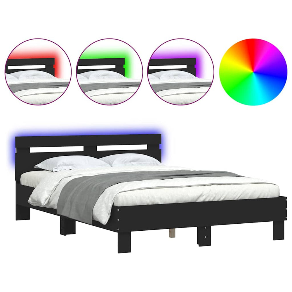 Bettgestell mit LED Schwarz 120x190 cm