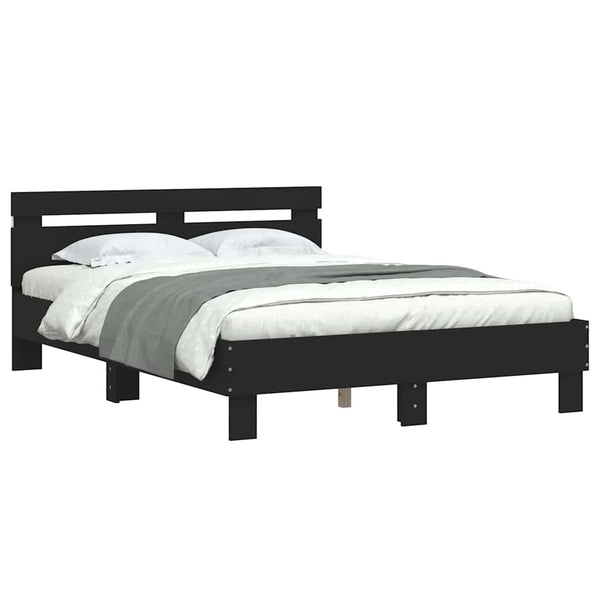 Bettgestell mit LED Schwarz 120x190 cm