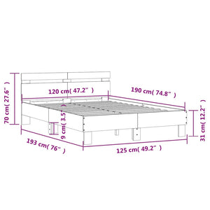 Bettgestell mit LED Schwarz 120x190 cm