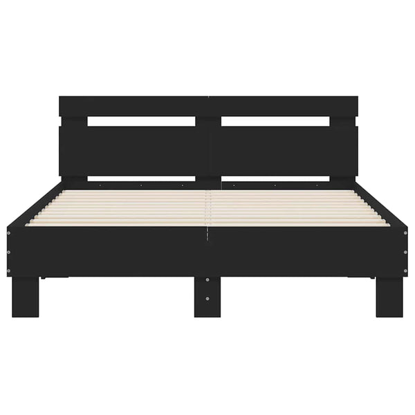 Bettgestell mit LED Schwarz 120x190 cm