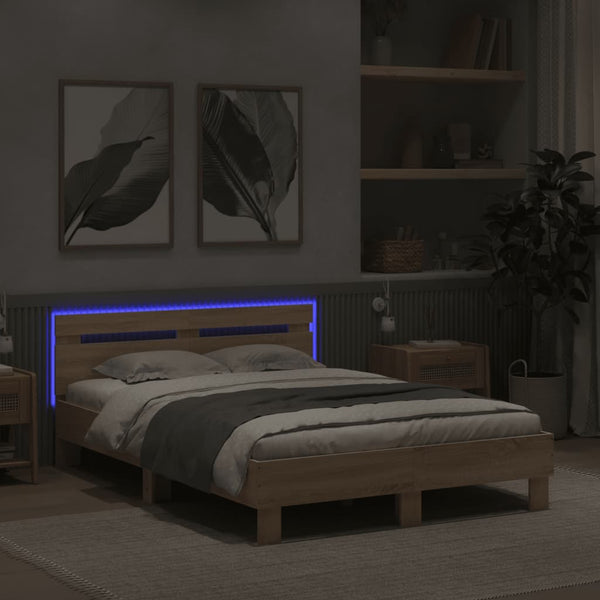 Bettgestell 120x190cm Sonoma Eiche mit LED